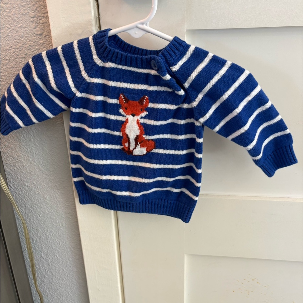 Gymboree Blue and White Striped Sweater with Fox